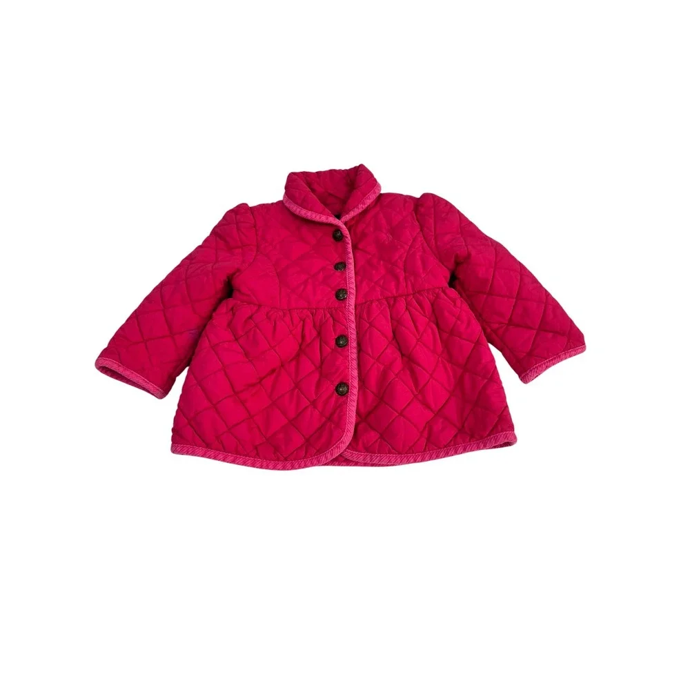 Ralph Lauren Girls Pink Quilted Barn Jacket Peplum Coat 18 Months